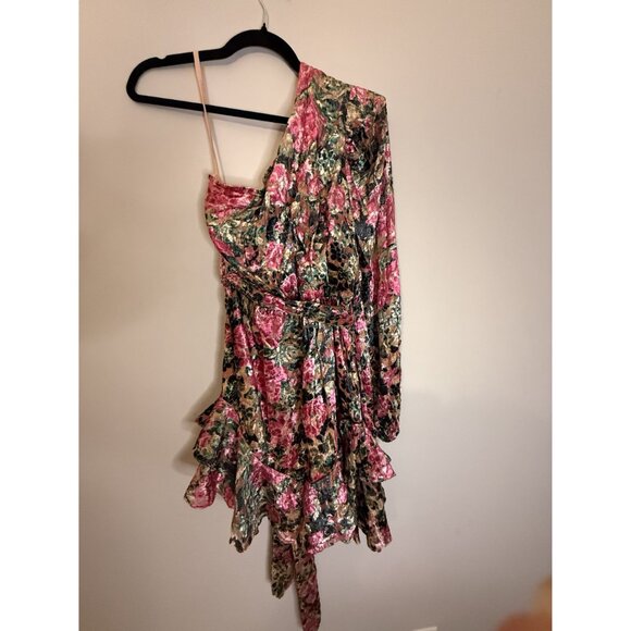 Hemant and Nandita Kilim Mini Dress Pink Size Large One Shoulder NEW $354 [jb] - Picture 11 of 12